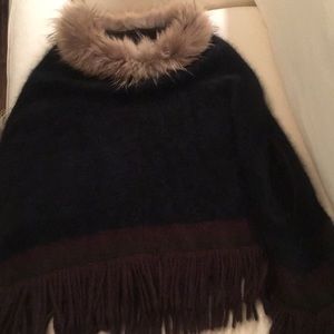 Cashmere Fur Poncho Topper